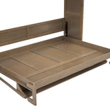 Full Size Murphy Bed with Wardrobe, Drawers and Open Shelves, Antique Grey - V.I.P Digital Presence