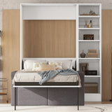 Twin Size Murphy Bed Wall Bed with Sofa,with Shelves,White - V.I.P Digital Presence