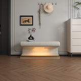 Entryway Bench Leather Upholstered Ottoman with LED sensor light for living room ,bedroom,end of bed ，Beige - V.I.P Digital Presence