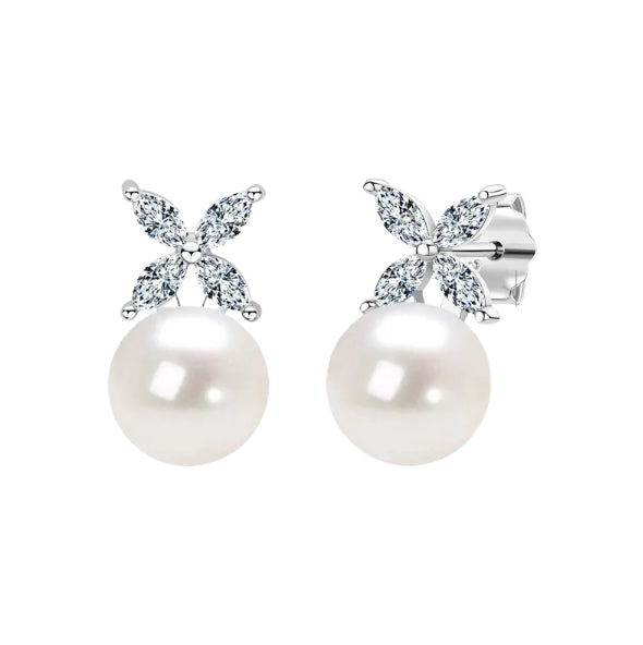 Fashionable freshwater pearl earrings s925 pure silver round strong light bulb earrings - V.I.P Digital Presence