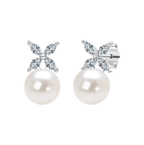Fashionable freshwater pearl earrings s925 pure silver round strong light bulb earrings - V.I.P Digital Presence