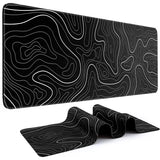 1 alfombrilla de ratón para juegos, alfombrilla de teclado grande de 31,5 x 11,8 pulgadas, alfombrilla de ratón topográfica en blanco y negro para teclado con antideslizante
