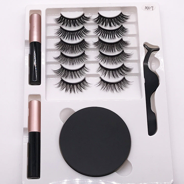 Eight Pairs Of Magnet False Eyelashes With Round Box Mirror Magnetic Iron-Absorbing Stone Eyelashes Magnetic Eyeliner Liquid Eyelashes - V.I.P Digital Presence