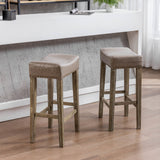 Counter Height 29" Bar Stools for Kitchen Counter Backless Faux Leather Stools Farmhouse Island Chairs (29 Inch Gray Set of 2)