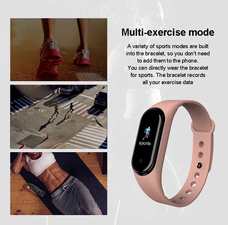 Pulsera inteligente M5 con monitor de actividad física, reloj inteligente deportivo, pulsera inteligente con control del ritmo cardíaco y de la presión arterial.