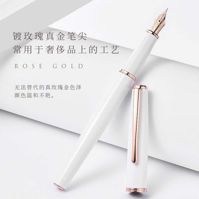 Pluma estilográfica LT Hongdian de oro rosa 920, punta superfina/fina de 0,4/0,5 mm, elegante y excelente para regalo de oficina.