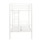 Twin metal bunk beds, metal structure bed frame with safety guardrails and 2 ladders, convertible bunk beds, white - V.I.P Digital Presence