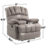 Large Manual Recliner Chair in Fabric for Living Room, Grey - V.I.P Digital Presence
