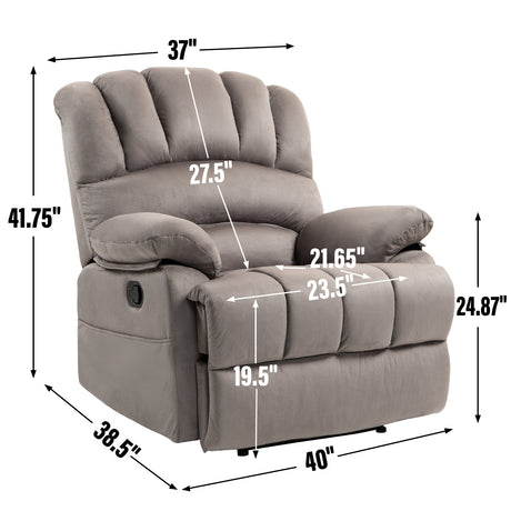 Large Manual Recliner Chair in Fabric for Living Room, Grey - V.I.P Digital Presence
