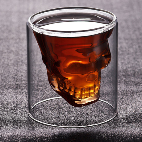 Double layered skull glass, creative bar glass, transparent insulated water glass, skull glass, beer glass, imprisoning pirates - V.I.P Digital Presence