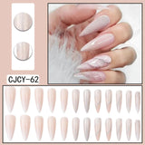 24 unghie finte in ABS con motivo a spillo lungo 1 gel di gelatina 1 lima per unghie a colori casuali per l'uso quotidiano - V.I.P Digital Presence