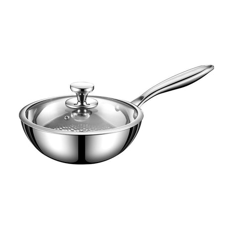 316 stainless steel uncoated complementary food pan, breakfast stir fry pan, non stick, low oil fume, deep frying pan, flat bottomed frying pan - V.I.P Digital Presence