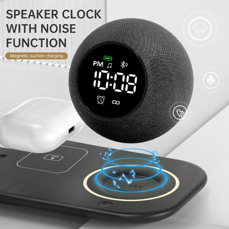 Six in one mobile phone watch headphones wireless charging clock alarm Bluetooth speaker night light - V.I.P Digital Presence