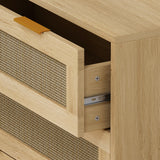 3-Drawers Rattan Storage Cabinet Rattan Drawer (Set of 2),for Bedroom,Living Room,Dining Room,Hallways,Oak - V.I.P Digital Presence