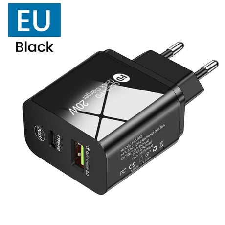 PD12W charger 5V 2.4A European, American and British standard charging head Type-C adapter PD+USB charging head - V.I.P Digital Presence