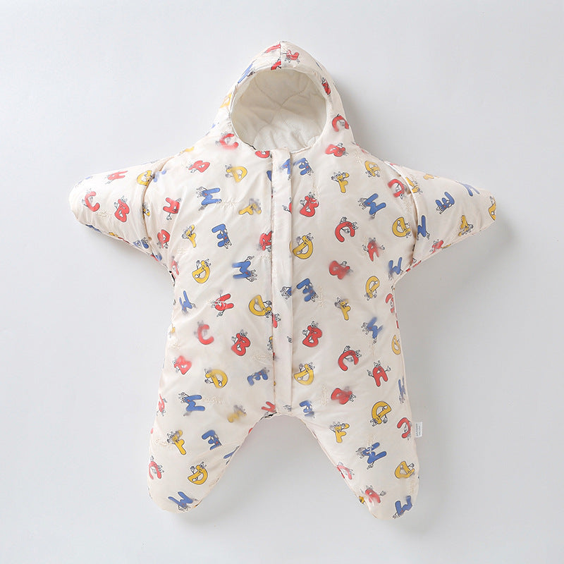 Saco de dormir para bebé, diseño de estrella de mar y cordero, con algodón grueso y cálido, acolchado antipatadas.