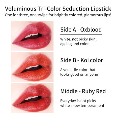 VIBELY Three-color lipstick for richness, moisturizing, non-smearing and non-sticky color-changing lipstick - V.I.P Digital Presence