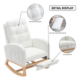 Accent Rocking Chair with Footrest High Back Rubber Wood Rocking Legs Bedroom Living Space 26.77D X 38.36W X 39.76H Inch