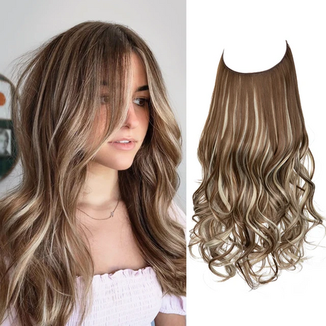 One-piece women's hair extension piece with abundant hair volume U-shaped fishing line invisible and natural long curly hair - V.I.P Digital Presence