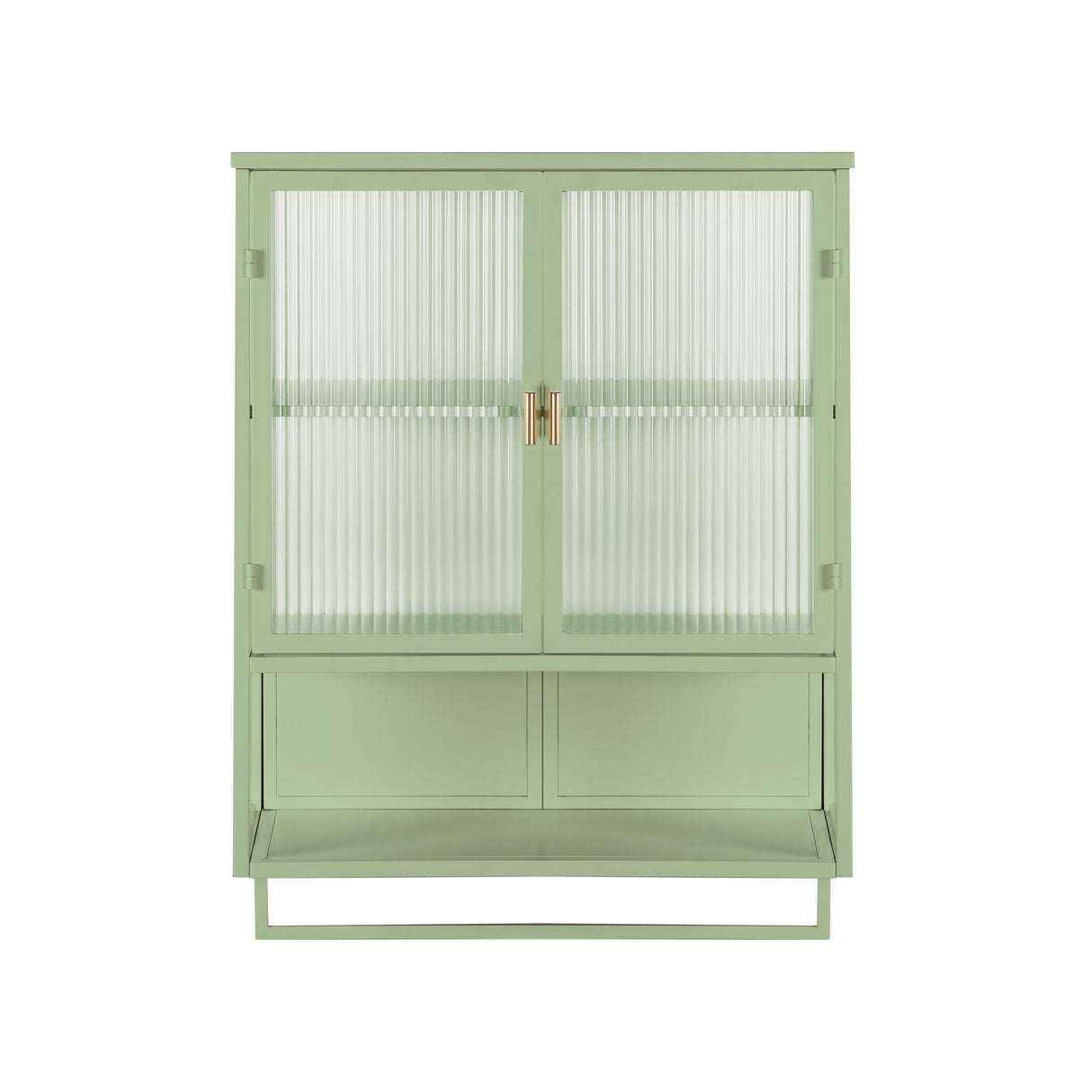 23.62"Glass Doors Modern Two-door Wall Cabinet with Featuring Two-tier Enclosed Storage Green