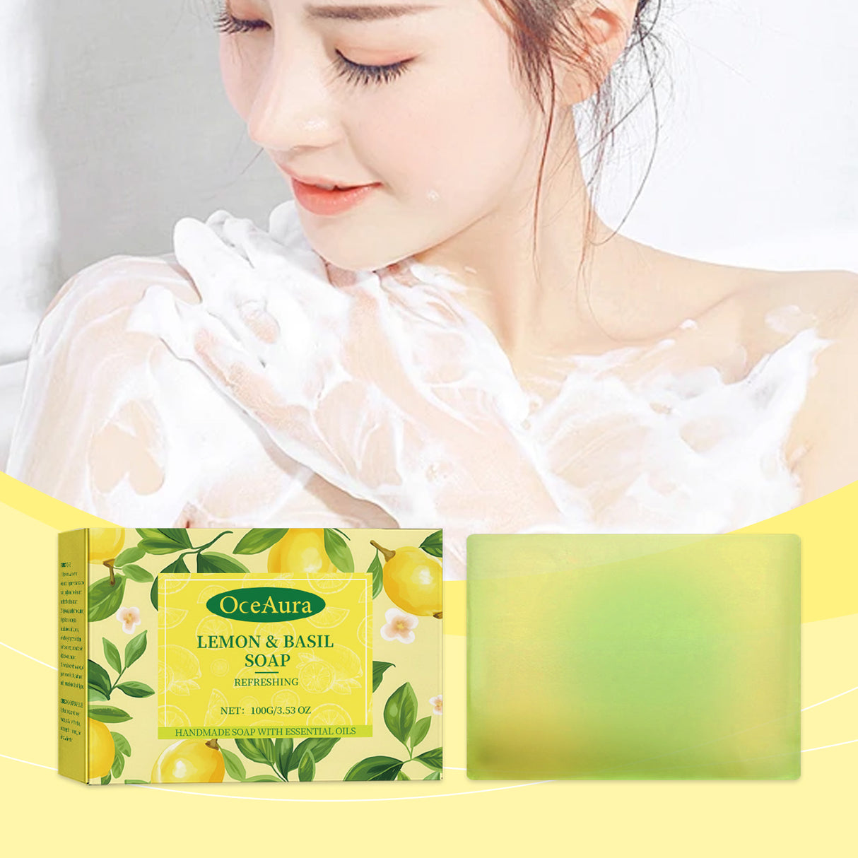 Lemon Refreshing Basil Soap Gently Cleanses Skin, Refreshing Pores, Tender Body Soap For Refreshing Bath - V.I.P Digital Presence
