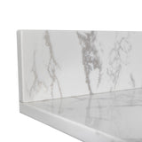 Montary 43x22 bathroom stone vanity top engineered stone carrara white marble color with rectangle undermount ceramic sink and 3 faucet hole with back splash