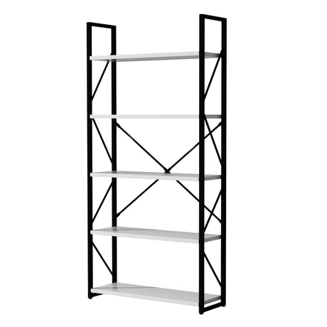 5-Tier Bookshelf, Freestanding White Book Shelf Modern Minimalist Open Display Storage Book Shelves Standing Shelving Unit White - V.I.P Digital Presence