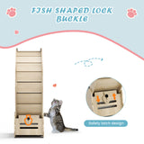 Indoor cat treadmill with carpet, tear device and latch natural wood, 39.4 inches long x 13.2 inches wide x 41.3 inches high - V.I.P Digital Presence