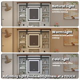 46.5-inch dressing table with adjustable LED lighting mirror and charging station, equipped with soft cushioned stool - V.I.P Digital Presence