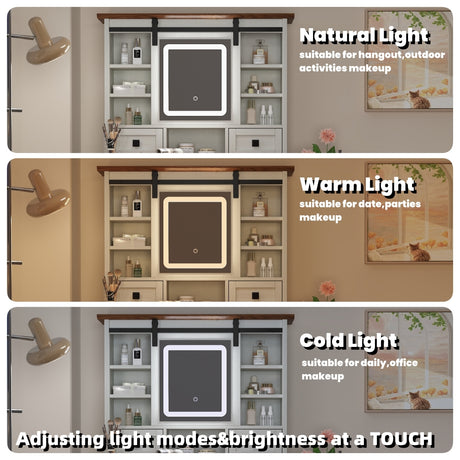 46.5-inch dressing table with adjustable LED lighting mirror and charging station, equipped with soft cushioned stool - V.I.P Digital Presence
