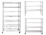 7 Tier Wire Shelving Unit 2450 LBS NSF Height Adjustable Metal Garage Storage Shelves with Wheels Chrome