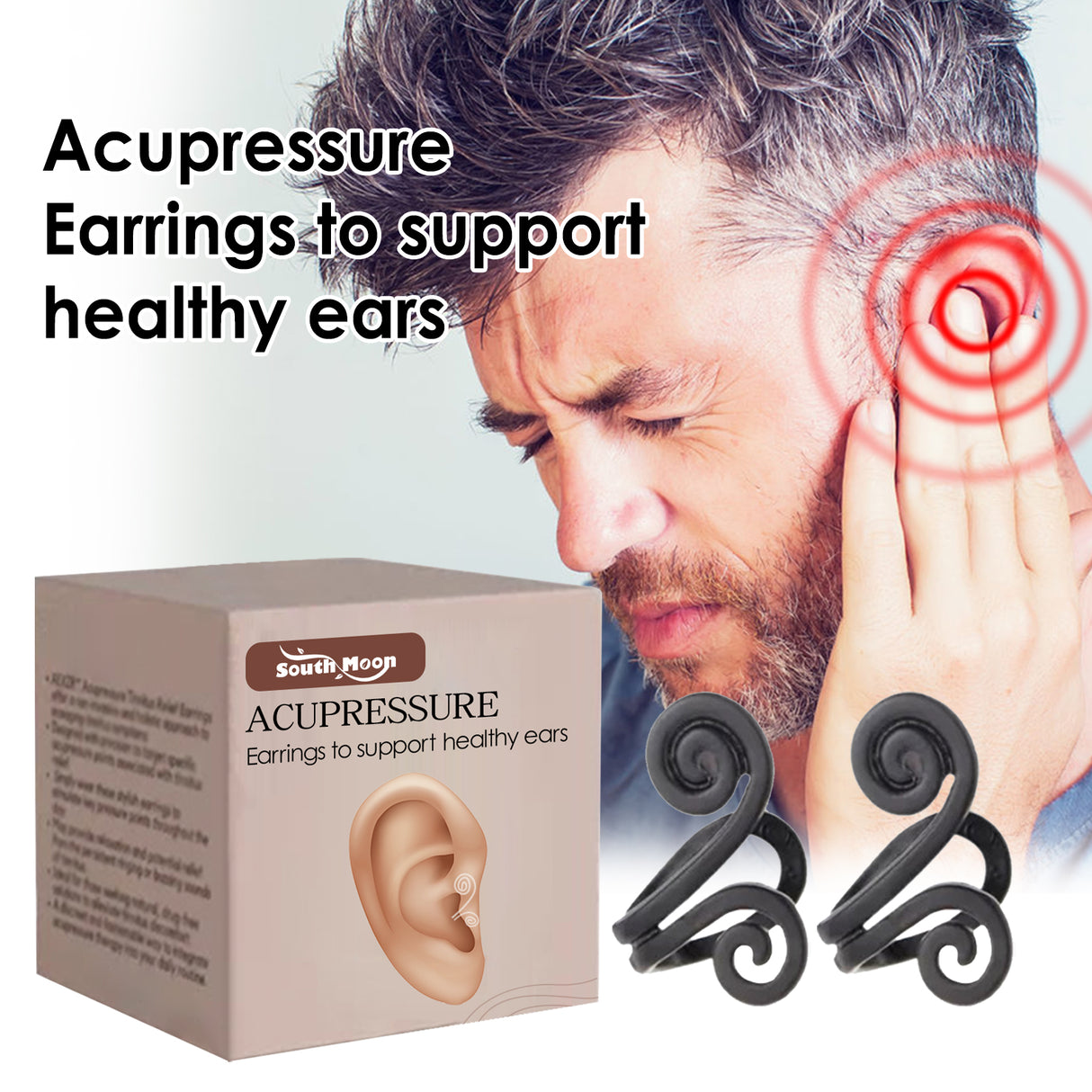 Tinnitus Relief Earrings, Relieve Ear Discomfort Tinnitus Ear Back Ear Care Massage Earrings