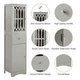 Tall Bathroom Cabinet, Freestanding Storage Cabinet with Drawer and Doors, MDF Board, Acrylic Door, Adjustable Shelf, Grey - V.I.P Digital Presence