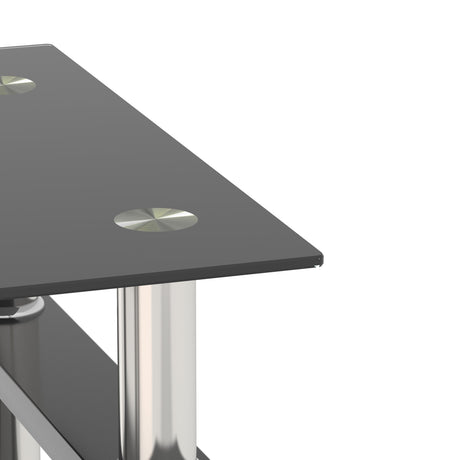 1-Piece Modern Tempered Glass Tea Table Coffee Table End Table, Square Table for Living Room, Black - V.I.P Digital Presence