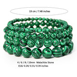 Vintage malachite beaded bracelet stacking style green bracelet men and women elastic jewelry - V.I.P Digital Presence