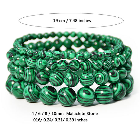 Vintage malachite beaded bracelet stacking style green bracelet men and women elastic jewelry - V.I.P Digital Presence