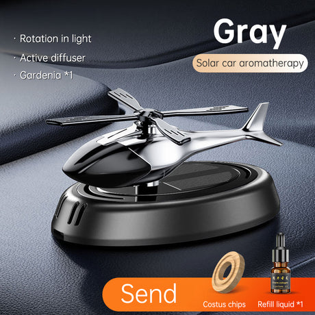 Solar Rotating Helicopter Aromatherapy Car Ornaments Car Air Freshener Alloy + ABS Wooden Aromatherapy Machine - V.I.P Digital Presence