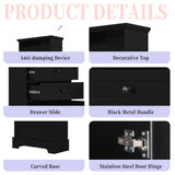 Black high storage cabinet with 3 drawers and adjustable shelves, MDF board painted - V.I.P Digital Presence