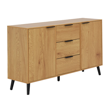 Side panel buffet cabinet with storage room, 47.2 "natural wood color kitchen cabinet with 3 drawers and 2 doors - V.I.P Digital Presence