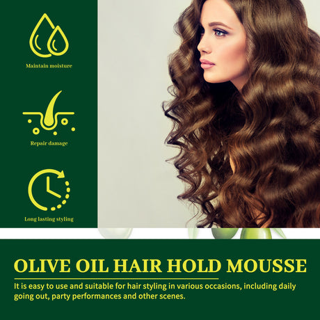 Olive Oil Hair Hold Mousse, Curly Hair Styling Moisturizing And Curling Style Durable Frizz Proof Mousse - V.I.P Digital Presence