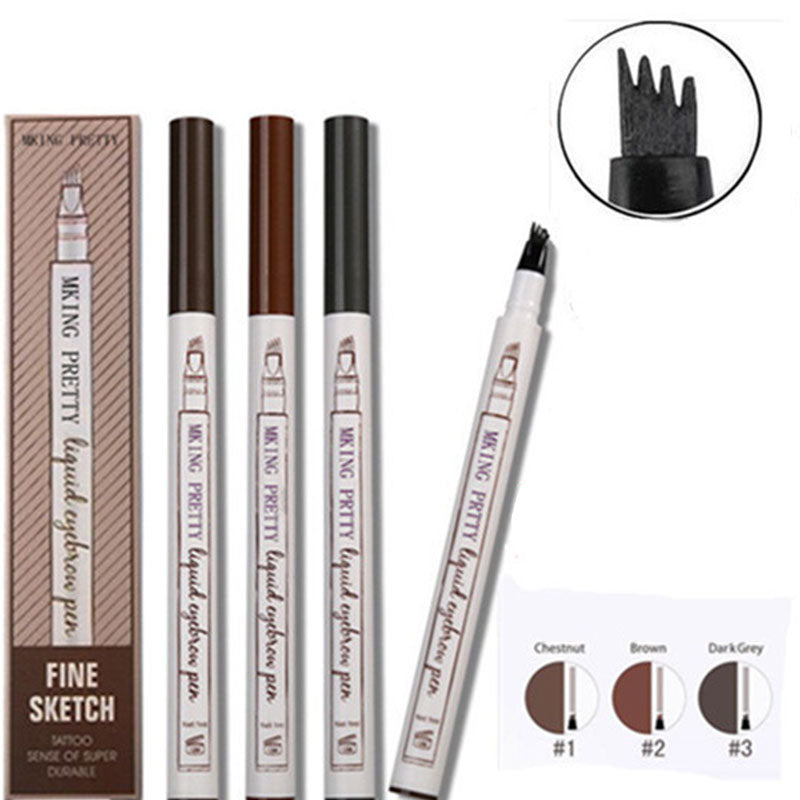 Makeup Micro Sculpture Fine Grain Eyebrow Pen Four Fork Eyebrow Pen Anti Sweating and Non Staining Liquid Eyebrow Pen Four Head - V.I.P Digital Presence