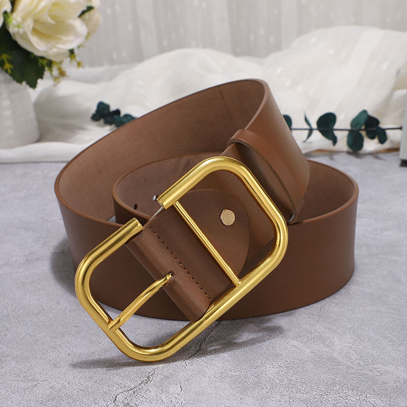 Ladies' cowhide wide waistband waistband decorative skirt windbreaker belt waistband - V.I.P Digital Presence