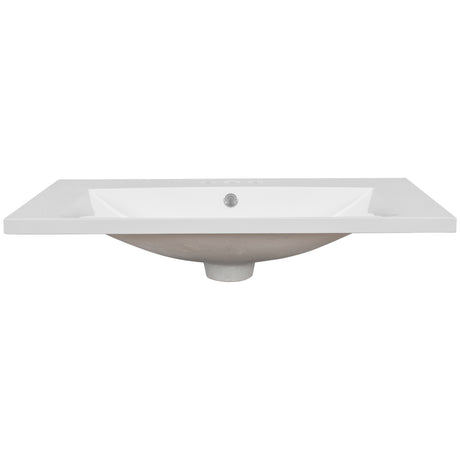 30" Single Bathroom Vanity Top with White Basin  3-Faucet Holes  Ceramic White - V.I.P Digital Presence