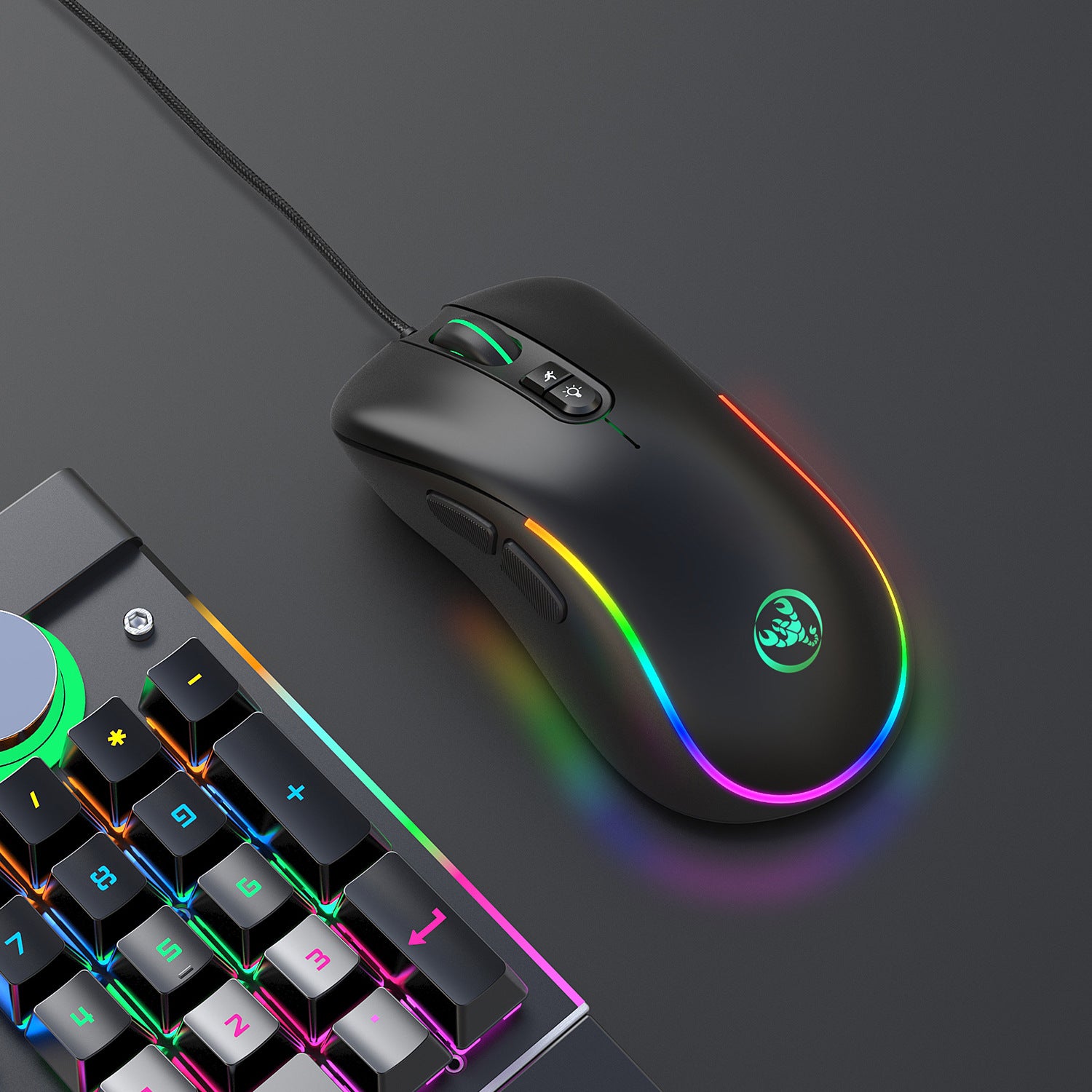 Mouse V 7D key gaming mouse, macro programmable RGB luminous gaming wired mous ...