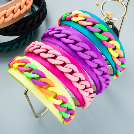 Headband New Fashion Personality Pastoral Style Female Wide-Brimmed Color Chain Decoration Macaron Color Headband - V.I.P Digital Presence