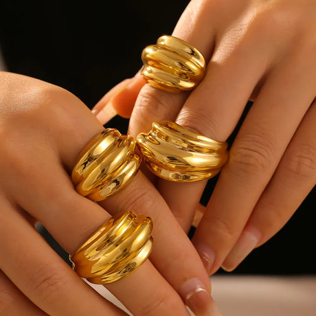 18K Gold-Plated Titanium Steel Open Ring - V.I.P Digital Presence