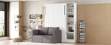 Twin Size Murphy Bed Wall Bed with Sofa,with Shelves,White - V.I.P Digital Presence