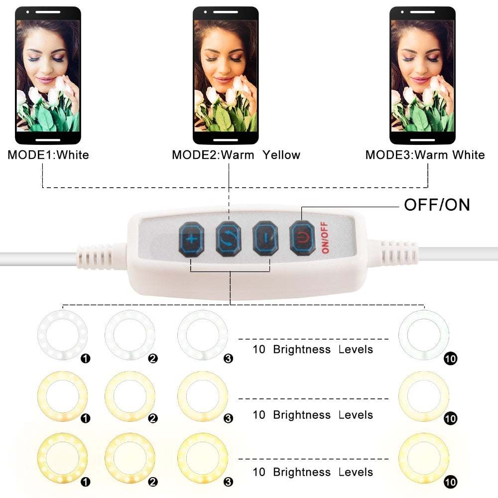 Photo Studio Selfie LED Ring Light with Cell Phone Mobile Holder for Youtube Live Stream Makeup Camera Lamp for iPhone Android - V.I.P Digital Presence