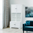 Bathroom storage cabinet, 4-door independent cabinet, adjustable shelf, open multi-layer shelf, white - V.I.P Digital Presence