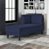 65" Mid-Century Modern Linen Fabric Corner Lounge Chair, Upholstered Indoor Chaise Lounge Solid Wood Sofa Bed for Bedroom - V.I.P Digital Presence